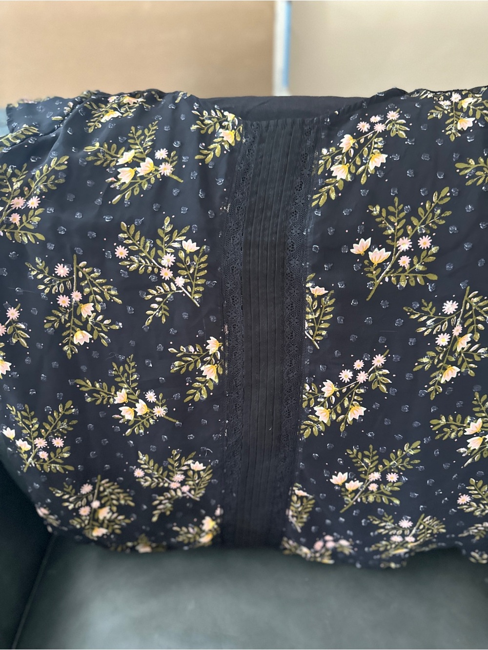 LC Lauren Conrad Black Floral Peasant Blouse